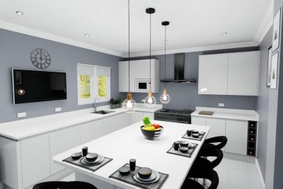 L-Shaped Kitchen 4 Fitted Wardrobes